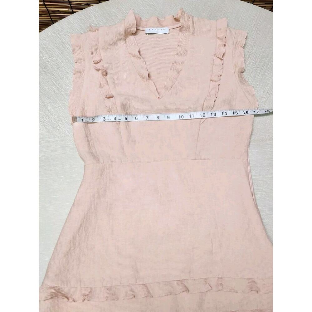 Sandro Women's Girly Ruffle-Trimmed Mini Dress Rose Pink Size 3 Pre-owned - Picture 7 of 16